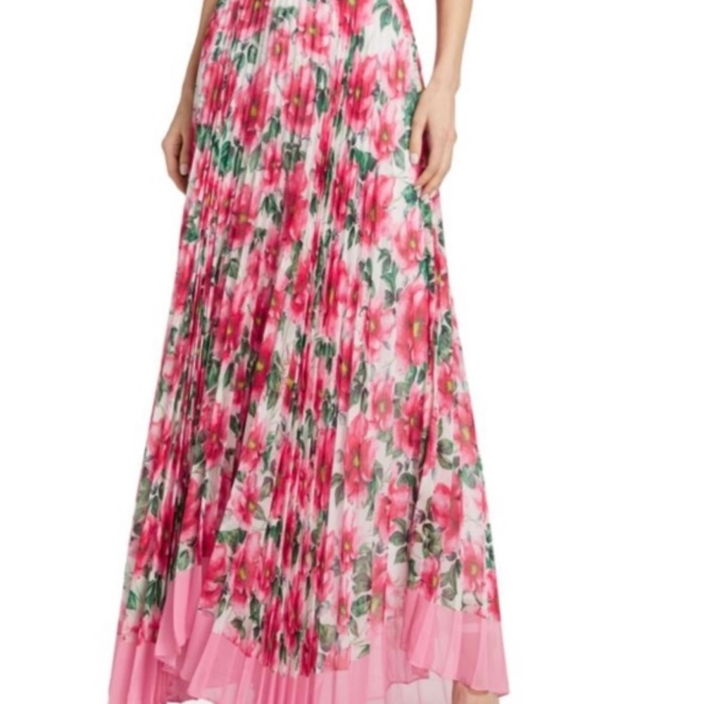 Alice and Olivia Katz floral pleated maxi skirt